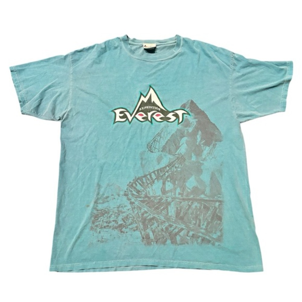 Vintage Disney Expedition‎ Everest T Shirt XL Teal Animal Kingdom Graphic Tee